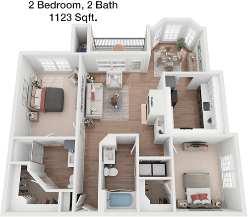 1,123 sq ft floorplan layout