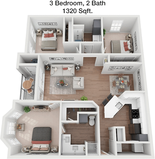 1,320 sq ft floorplan layout