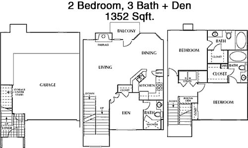 1,352 sq ft floorplan layout