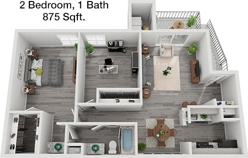 875 sq ft floorplan layout