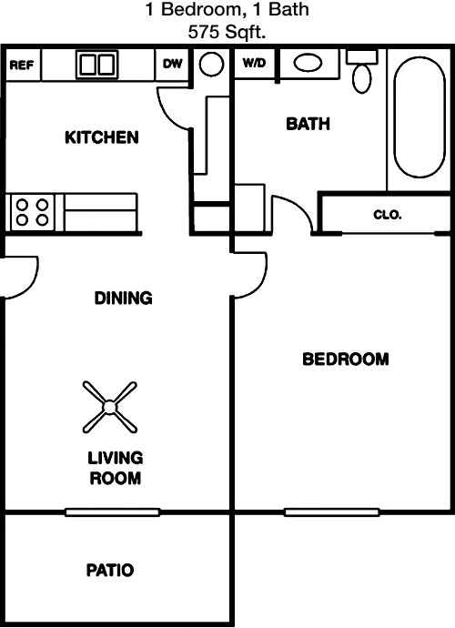 575 sq ft floorplan layout