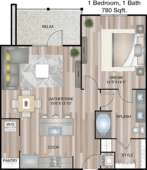 780 sq ft floorplan layout