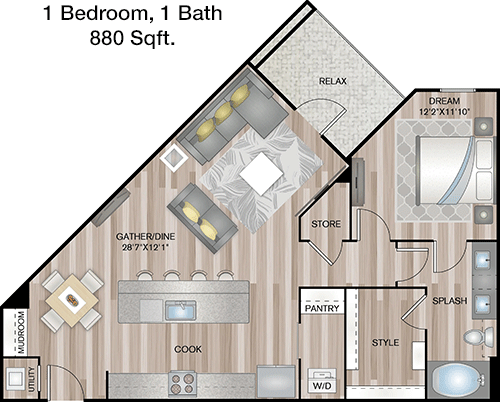 880 sq ft floorplan layout