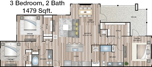 1,479 sq ft floorplan layout