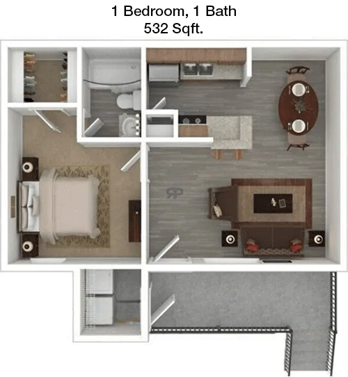 532 sq ft floorplan layout