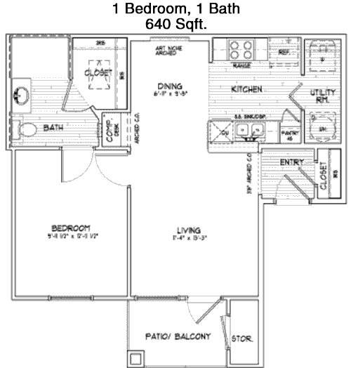 640 sq ft floorplan layout