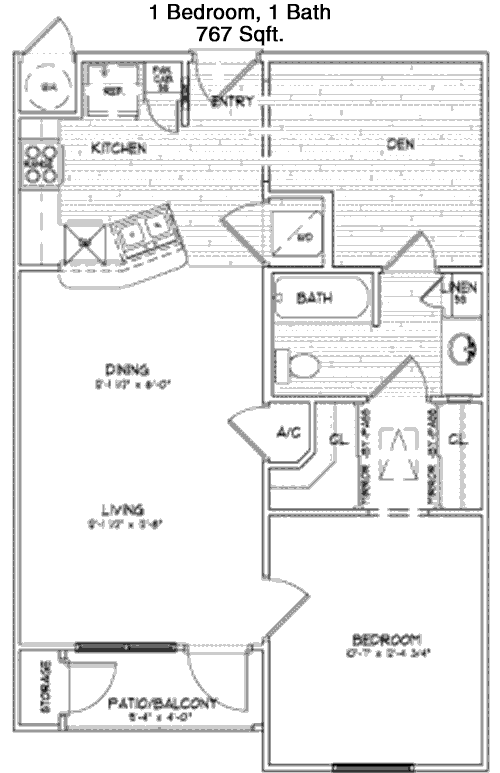 767 sq ft floorplan layout