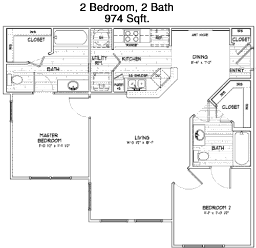 974 sq ft floorplan layout