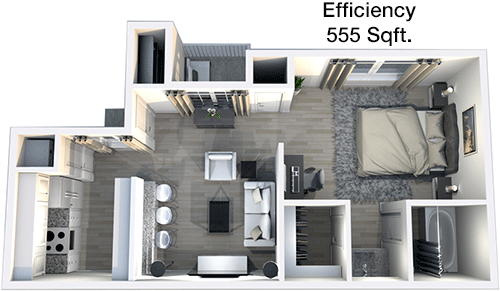 555 sq ft floorplan layout