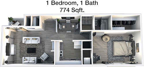774 sq ft floorplan layout