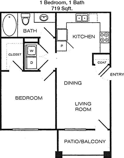 719 sq ft floorplan layout