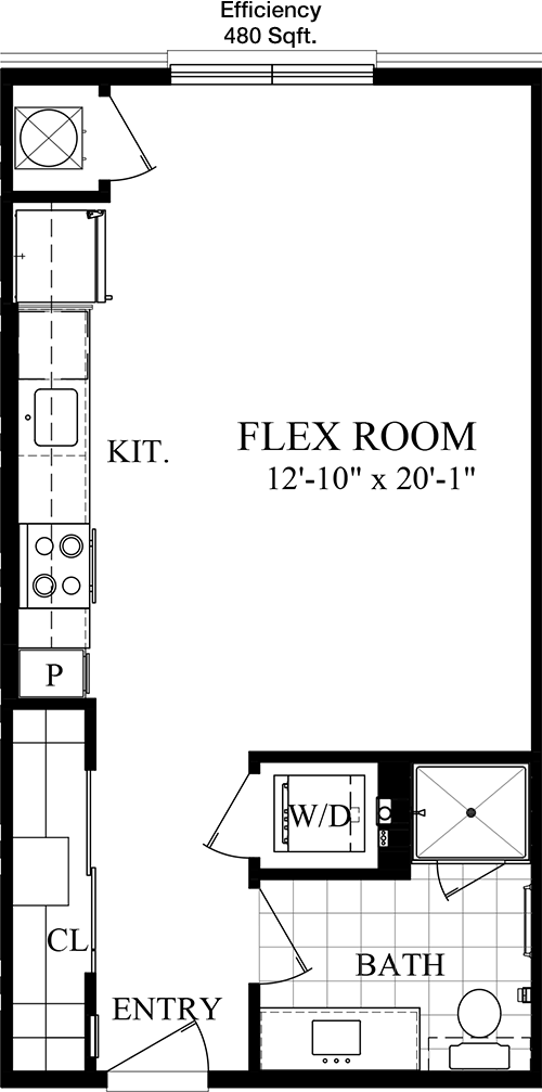 480 sq ft floorplan layout
