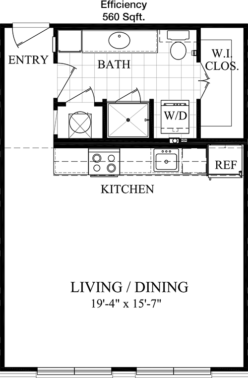 560 sq ft floorplan layout