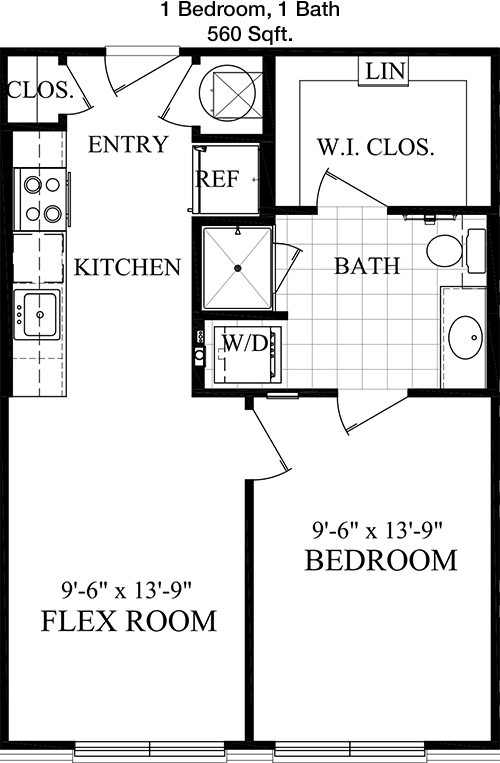 560 sq ft floorplan layout