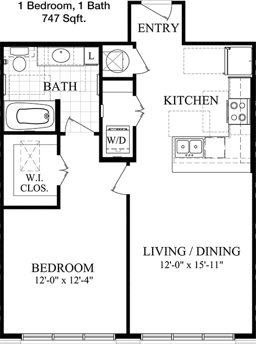 747 sq ft floorplan layout