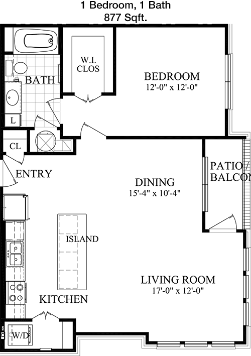 877 sq ft floorplan layout