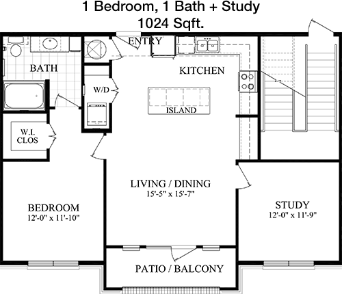 1,024 sq ft floorplan layout