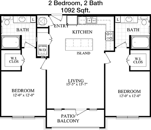 1,092 sq ft floorplan layout