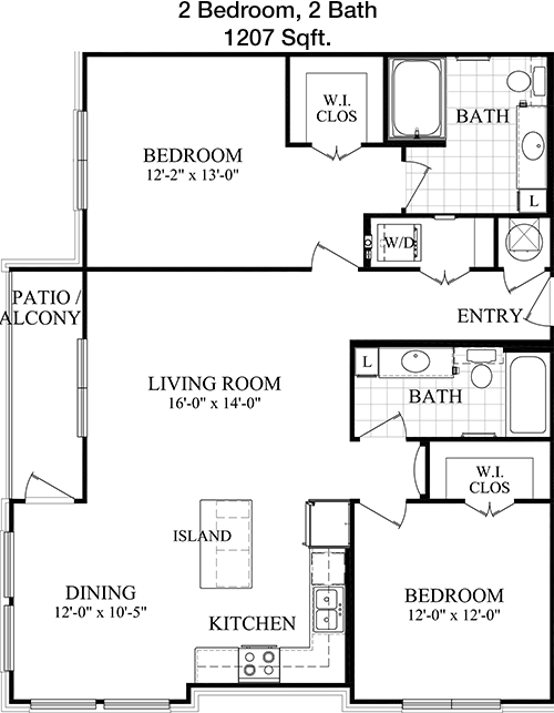 1,207 sq ft floorplan layout