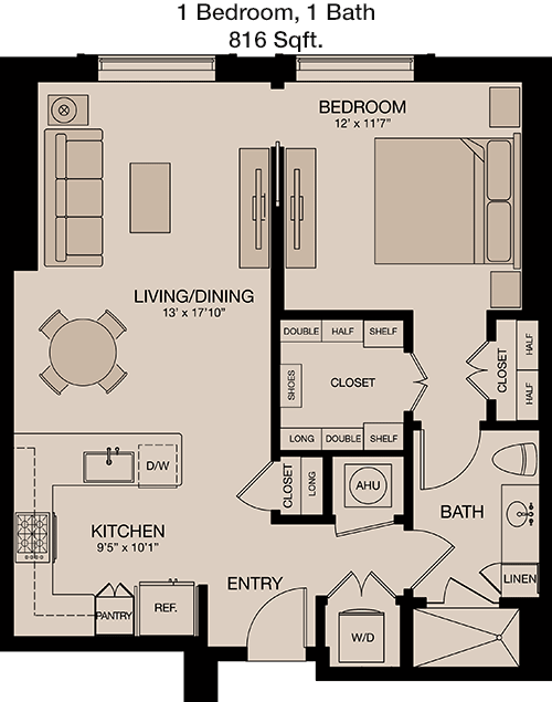 816 sq ft floorplan layout