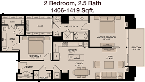 1,406 sq ft floorplan layout