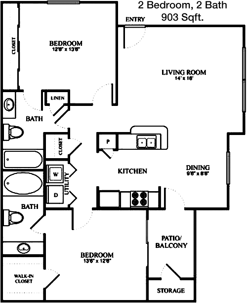 903 sq ft floorplan layout
