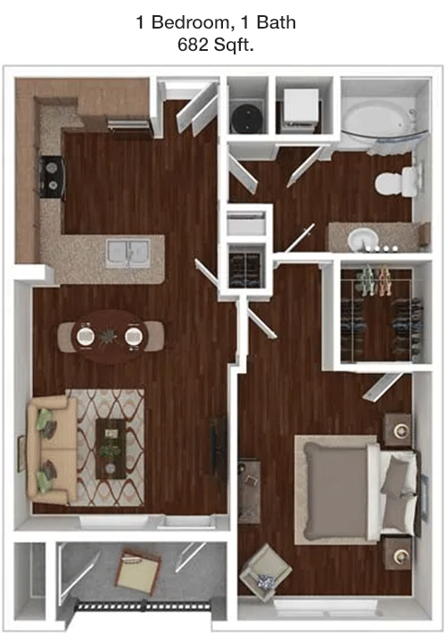 682 sq ft floorplan layout