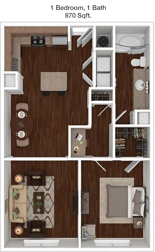 870 sq ft floorplan layout