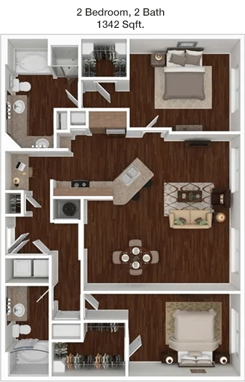 1,342 sq ft floorplan layout