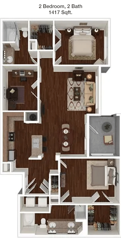 1,417 sq ft floorplan layout
