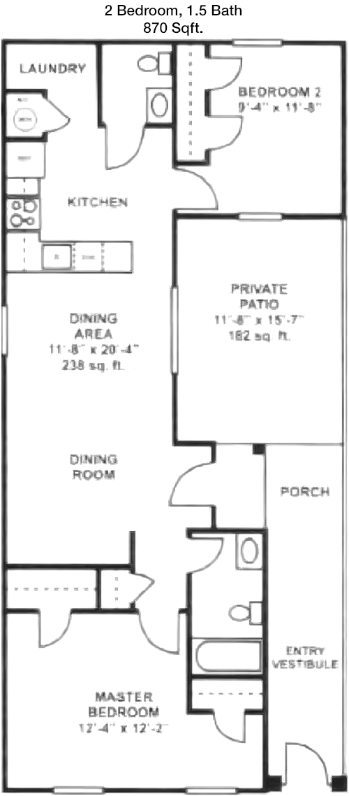 870 sq ft floorplan layout