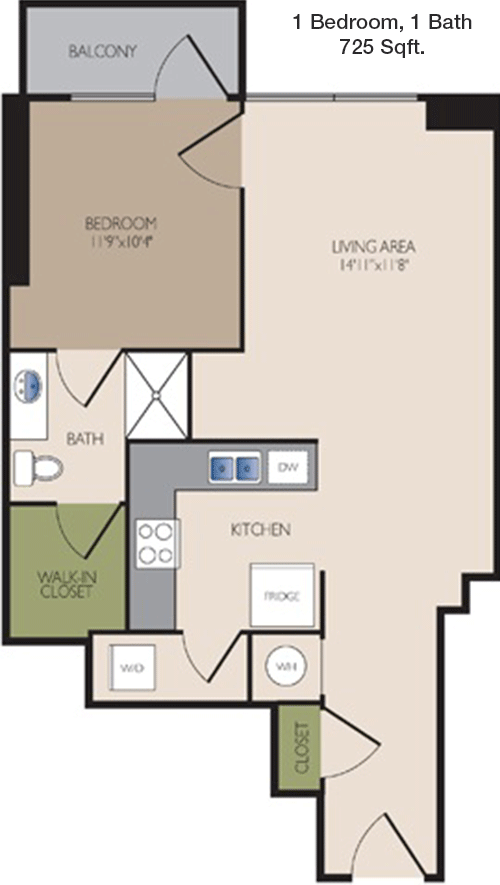 725 sq ft floorplan layout