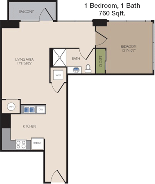 760 sq ft floorplan layout