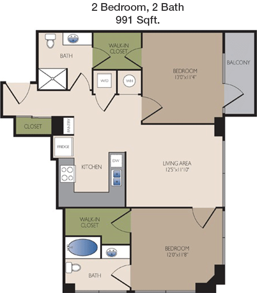 991 sq ft floorplan layout