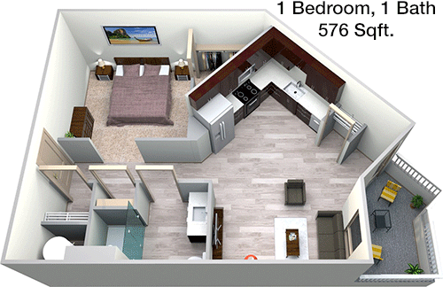 576 sq ft floorplan layout