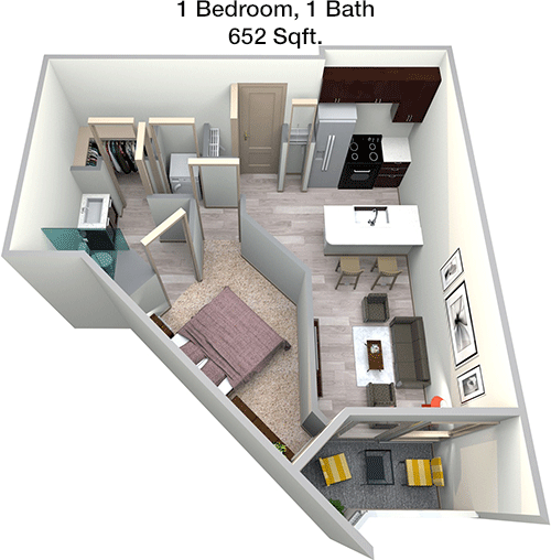 652 sq ft floorplan layout