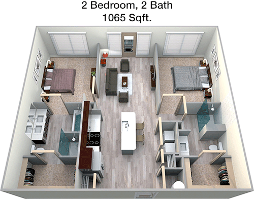 1,065 sq ft floorplan layout