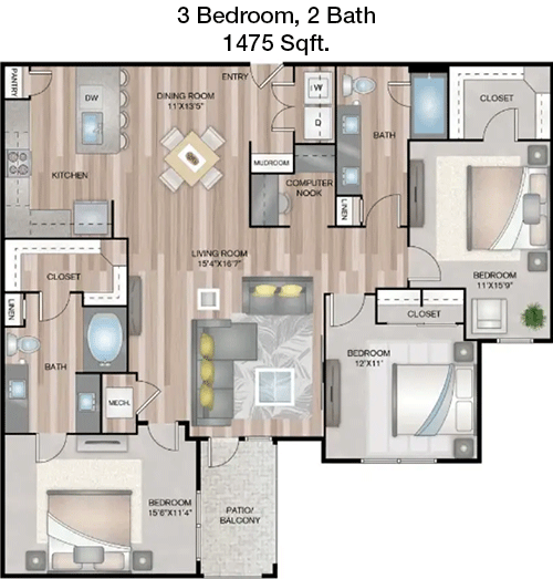 1,475 sq ft floorplan layout
