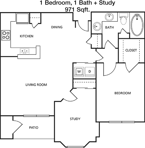 971 sq ft floorplan layout