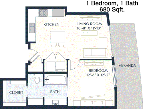 680 sq ft floorplan layout