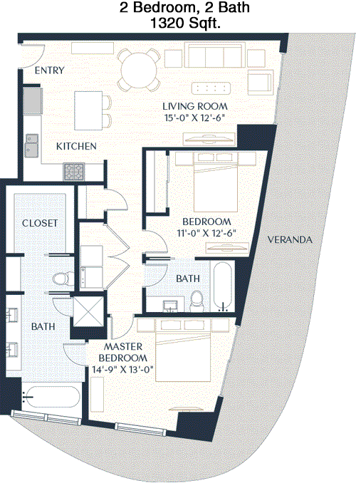 1,320 sq ft floorplan layout