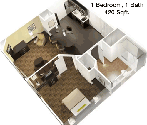 420 sq ft floorplan layout