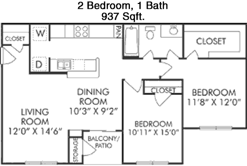 937 sq ft floorplan layout