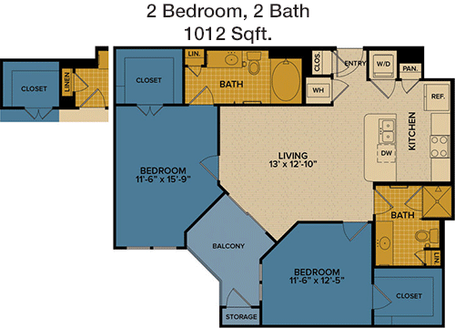 1,012 sq ft floorplan layout