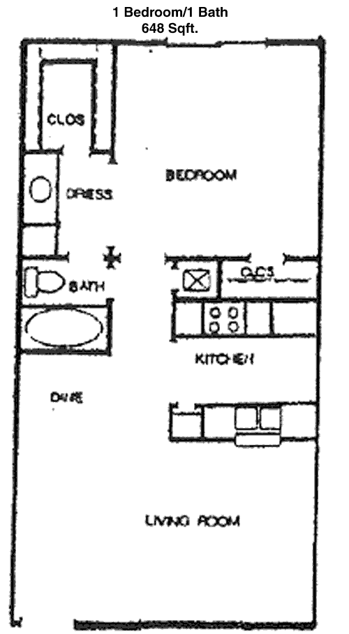 648 sq ft floorplan layout