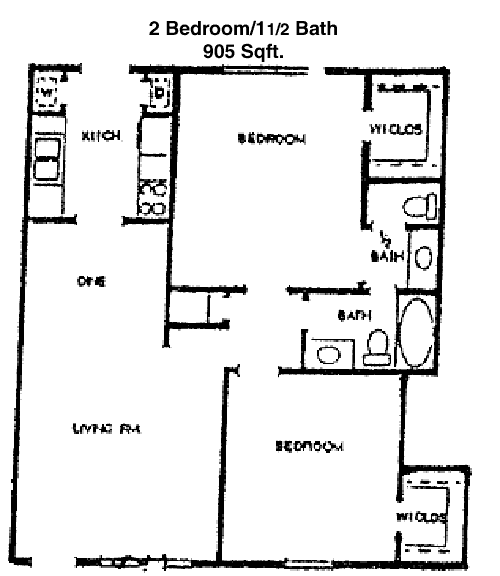 905 sq ft floorplan layout