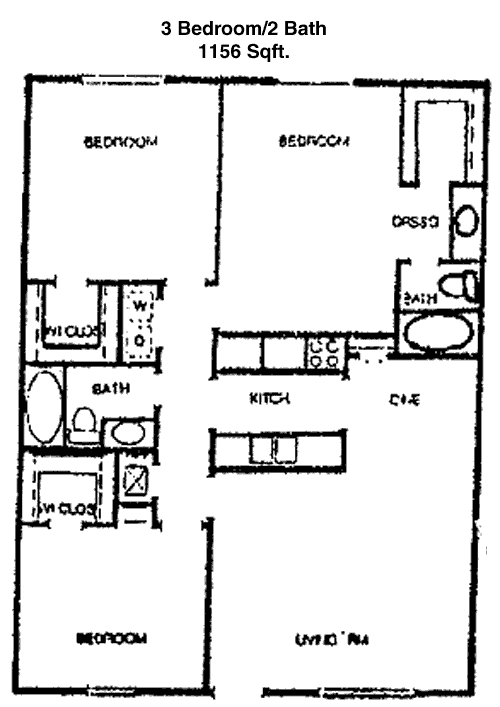 1,156 sq ft floorplan layout