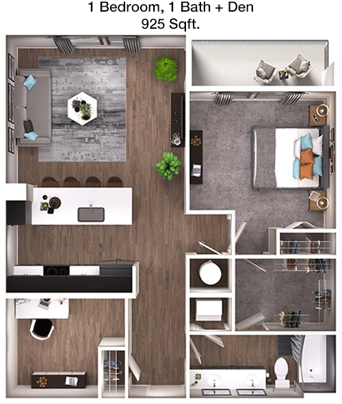 925 sq ft floorplan layout
