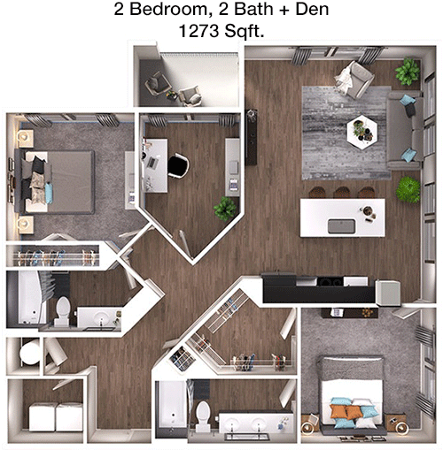 1,273 sq ft floorplan layout