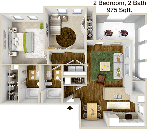 975 sq ft floorplan layout